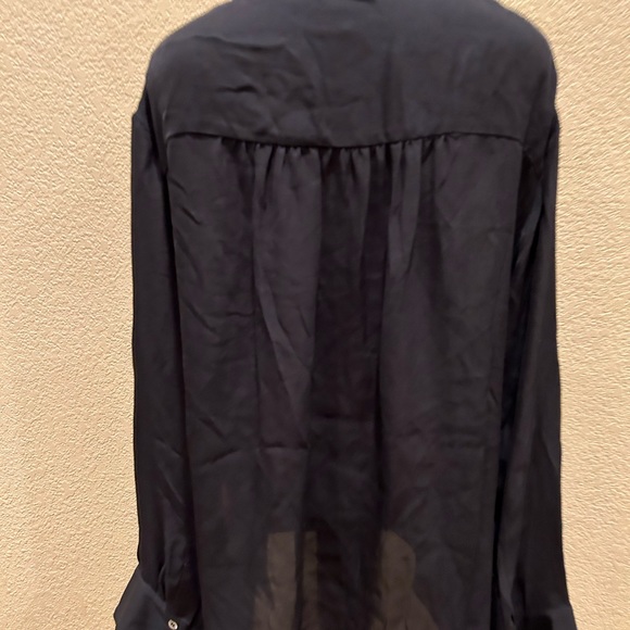 NWT Eleventy Black V Neck Tie Waist Long Sleeve Blouse Top - Picture 10 of 12
